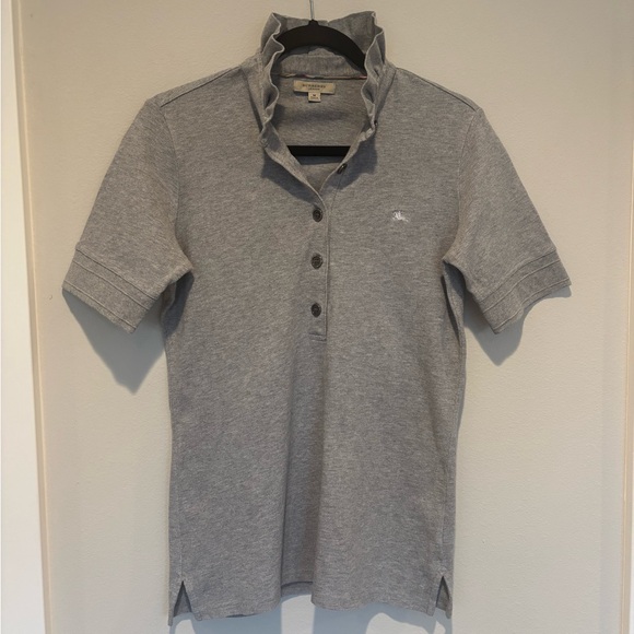 Burberry Tops - Burberry Gray Fitted Polo Shirt with Buttoned Front - EUC